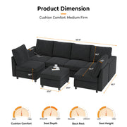 VINGLI SS106 Oversized Modular Sectional Sofa with Storage and Built-in USB Charger Linen