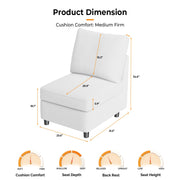 VINGLI SS106 Oversized Modular Sectional Sofa with Storage and Built-in USB Charger Linen