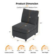 VINGLI SS106 Oversized Modular Sectional Sofa with Storage and Built-in USB Charger Linen