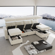 VINGLI SS102 Modular Sectional Sleeper Sofa with Storage and Built-in USB Charger Chenille