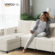 VINGLI SS102 Modular Sectional Sleeper Sofa with Storage and Built-in USB Charger Chenille