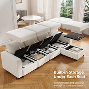 VINGLI SS102 Modular Sectional Sleeper Sofa with Storage and Built-in USB Charger Chenille