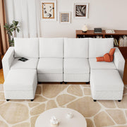 VINGLI SS106 Oversized Modular Sectional Sofa with Storage and Built-in USB Charger Linen