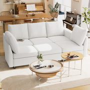 VINGLI SS106 Oversized Modular Sectional Sofa with Storage and Built-in USB Charger Linen