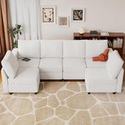 VINGLI SS106 Oversized Modular Sectional Sofa with Storage and Built-in USB Charger Linen