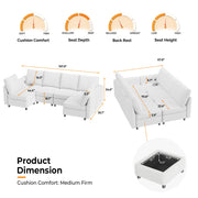 VINGLI SS106 Oversized Modular Sectional Sofa with Storage and Built-in USB Charger Linen