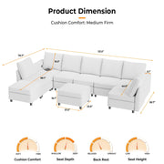 VINGLI SS106 Oversized Modular Sectional Sofa with Storage and Built-in USB Charger Linen