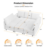 VINGLI SS106 Oversized Modular Sectional Sofa with Storage and Built-in USB Charger Linen