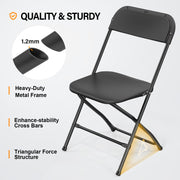 VINGLI Plastic Folding Chair, Indoor Outdoor Stackable Seat