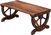 VINGLI Rustic Wooden Wagon Wheel Bench 2-Person Seat Bench