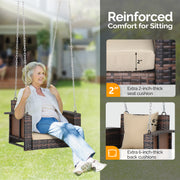 VINGLI 2.2FT 1-Person Rattan Patio Porch Swing with Cushions 440Ibs
