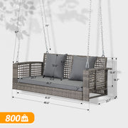 VINGLI 4FT Rattan Patio Porch Swing with Cushions 800lbs