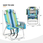 VINGLI 16" Beach Chair 2pcs with Tall Folding Camping Chairs