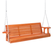 VINGLI 5FT Wooden Porch Swing with Cup Holder S104 MQQ 418