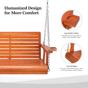 VINGLI 5FT Wooden Porch Swing with Cup Holder S104 MQQ 418