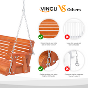 VINGLI 5FT Wooden Porch Swing with Cup Holder S104 MQQ 418
