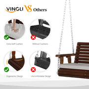 VINGLI 5FT Wooden Porch Swing 880lbs Outdoor Patio Swing White/Black/Natural/Brown