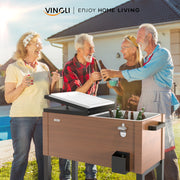 VINGLI 80 Quart Portable Rolling Cooler Cart with Waterproof Cover for Outdoor Patio