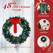 VINGLI Christmas Wreath with Multicolor Lights Outdoor Xmas Wreath with Bow