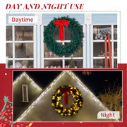 VINGLI Christmas Wreath with Multicolor Lights Outdoor Xmas Wreath with Bow