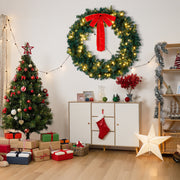 VINGLI Christmas Wreath with Multicolor Lights Outdoor Xmas Wreath with Bow