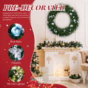 VINGLI Prelit Christmas Wreath Outdoor Xmas Wreath with Lights