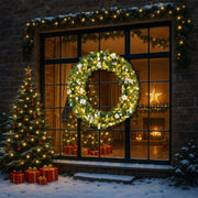 VINGLI Prelit Christmas Wreath Outdoor Xmas Wreath with Lights