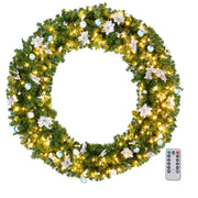 VINGLI Prelit Christmas Wreath Outdoor Xmas Wreath with Lights