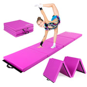 Matladin 4 Folding 8Ft x 2Ft x 2in Gymnastics Gym Exercise Aerobics Yoga Tumbling Mat PU Leather Pink/Black/Blue/Purple