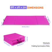 Matladin 4 Folding 8Ft x 2Ft x 2in Yoga Gymnastics Mat