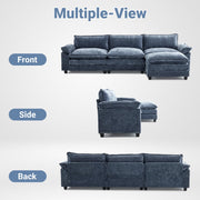 VINGLI SS101 120" L-Shaped Sectional Sofa Couch with Ottoman for Deep Seating