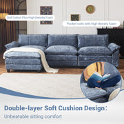 VINGLI SS101 120" L-Shaped Sectional Sofa Couch with Ottoman for Deep Seating