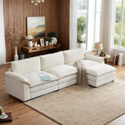 VINGLI SS101 120" L-Shaped Sectional Sofa Couch with Ottoman for Deep Seating