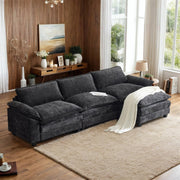 VINGLI SS101 120" L-Shaped Sectional Sofa Couch with Ottoman for Deep Seating