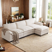 VINGLI SS101 120" L-Shaped Sectional Sofa Couch with Ottoman for Deep Seating