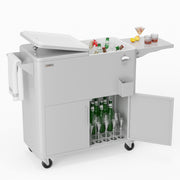 VINGLI 80 Quart Rolling Patio Cooler Cart with Storage Cabinet