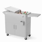 VINGLI 80 Quart Rolling Patio Cooler Cart with Storage Cabinet