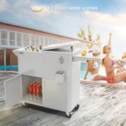 VINGLI 80 Quart Rolling Patio Cooler Cart with Storage Cabinet