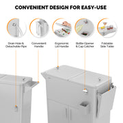 VINGLI 80 Quart Rolling Patio Cooler Cart with Storage Cabinet