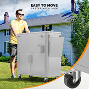 VINGLI 80 Quart Rolling Patio Cooler Cart with Storage Cabinet