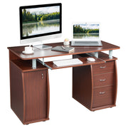 Vingli 3 Drawers Wooden Computer Desk Writing Study Desk for Home Office Black/Coffee/Wood