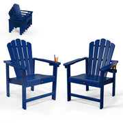 VINGLI Folding Adirondack Chair with Cup Holder Plastic All-Weather Outdoor Chairs