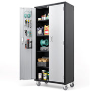 VINGLI 72 Inch Tall Metal Storage Cabinet with Locking Doors and 4 Adjustable Shelves Tool Cabinet with Pegboard