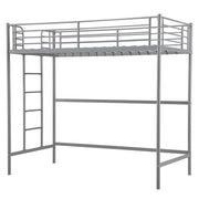 VINGLI Twin Metal Loft Bed Frame with Stairs for Kids/Adults Grey/White/Black