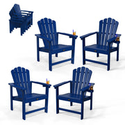 VINGLI Folding Adirondack Chair with Cup Holder Plastic All-Weather Outdoor Chairs