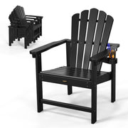 VINGLI Folding Adirondack Chair with Cup Holder Plastic All-Weather Outdoor Chairs