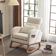 VINGLI Rocking High Back Upholstered Lounge Armchair with Side Pocket