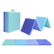 Matladin 4 Folding 8Ft x 2Ft x 2in Gymnastics Gym Exercise Aerobics Yoga Tumbling Mat PU Leather Pink/Black/Blue/Purple