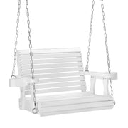 VINGLI 2.2FT Single Wooden Porch Swing with Cup Holder 440Ibs