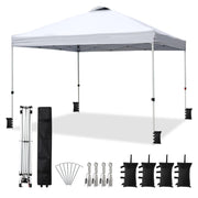 VINGLI 10 x 10 Pop Up Canopy Outdoor Canopy Tent with Carry Bag and Sandbags White/Black